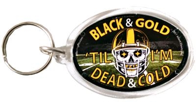 KYCH DEAD AND COLD SKULL OVAL KEYCHAIN