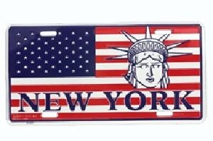 NY Statue and Flag License Plate