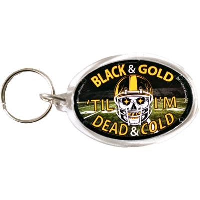 B&G Til I'm Dead & Cold Acrylic Oval Keychain